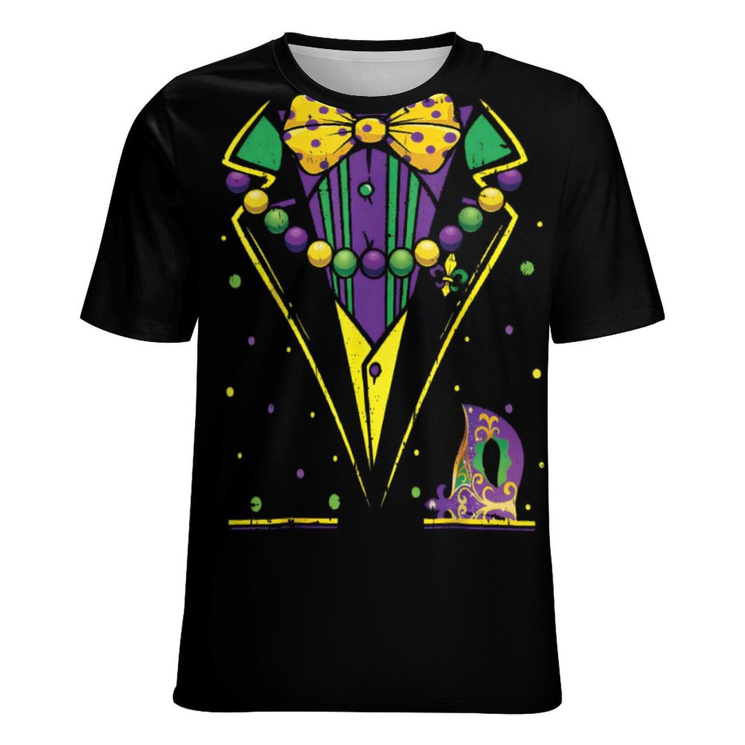 Men's Round Neck Mardi Gras Dress Print Casual T-Shirt 2312000326