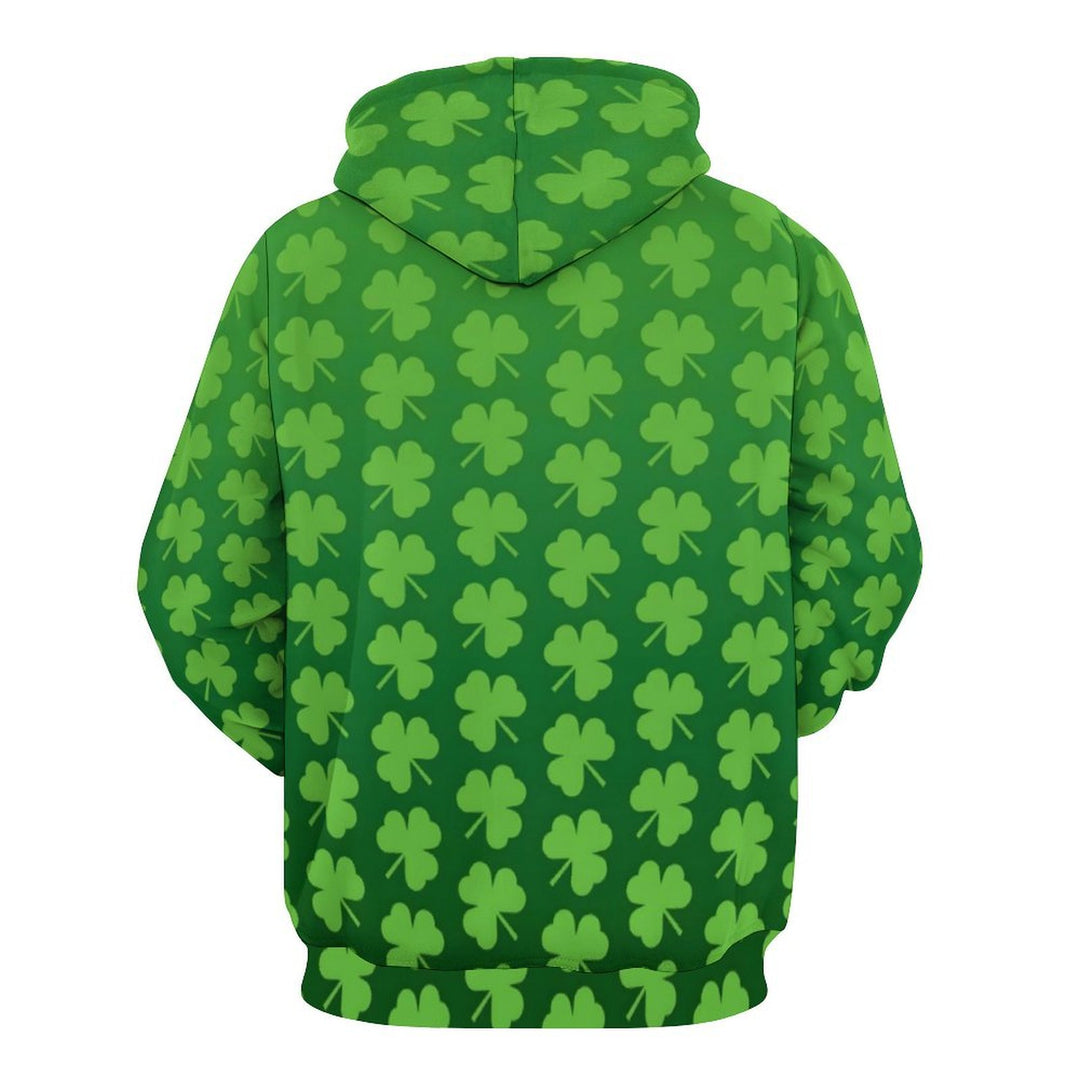 Unisex Hooded St. Patrick'S Day Shamrock Gradient Print Sweatshirt 2402000183