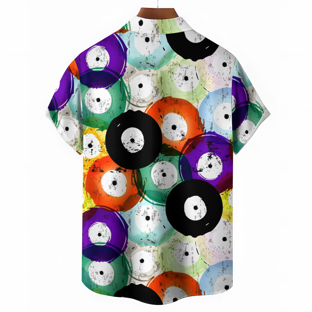 Men's Vinyl Records Casual Short Sleeve Shirt 2403000221