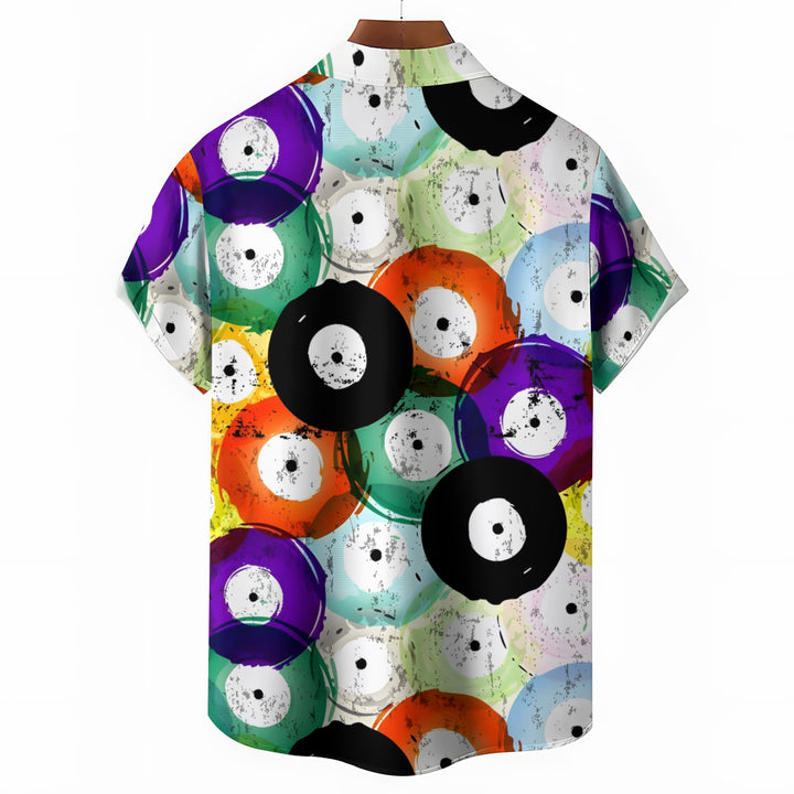 Men's Vinyl Records Casual Short Sleeve Shirt 2403000221