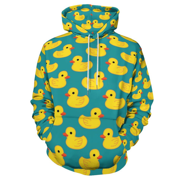 Unisex Casual Duck Print Pocket Hoodie 2307101762