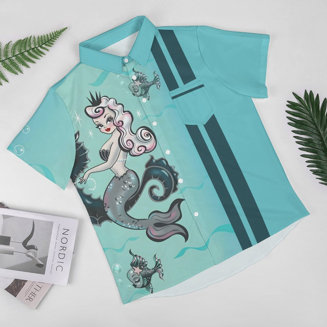 Men's Mermaid Girl Casual Short Sleeve Shirt 2402000333