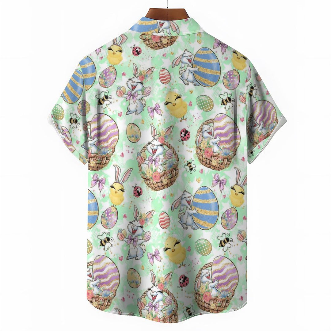 Easter Bunny Egg Chick Casual Short Sleeve Shirt 2312000344