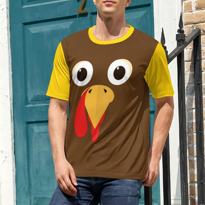 Thanksgiving Silly Turkey Face Men's round neck casual T-shirt  2311000159