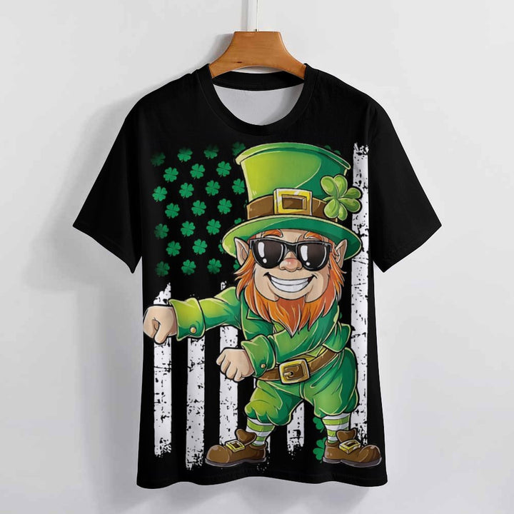 Men'sRound Neck St. Patrick's Day Shamrock Cartoon Casual T-Shirt 2312000406