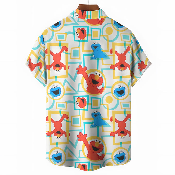 Men's Geometric Cartoon Print Casual Short Sleeve Shirt 2403000191