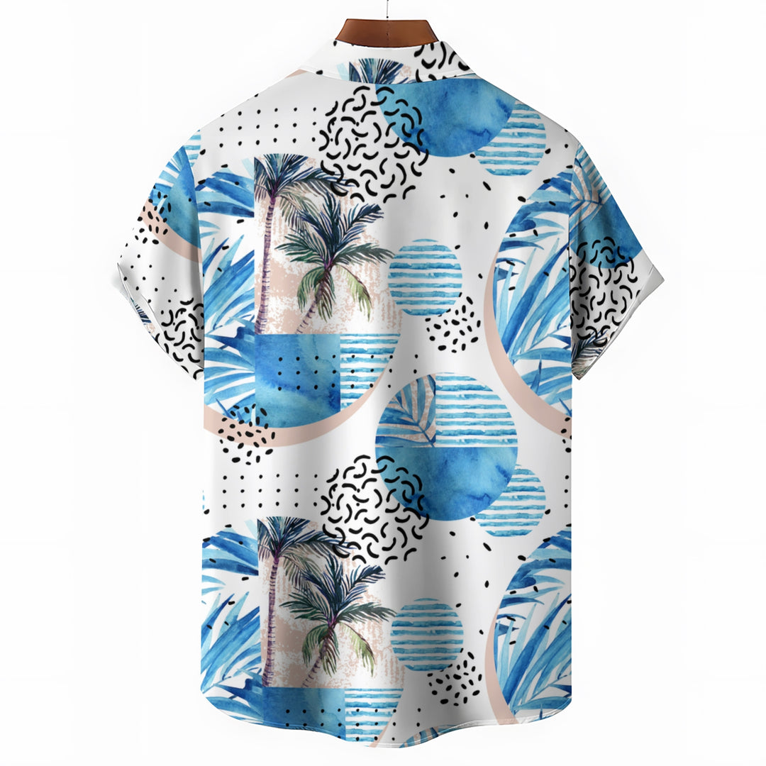 Men's Hawaiian Coconut Palm Casual Short Sleeve Shirt 2403000043