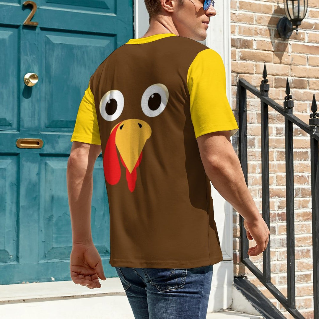 Thanksgiving Silly Turkey Face Men's round neck casual T-shirt  2311000159