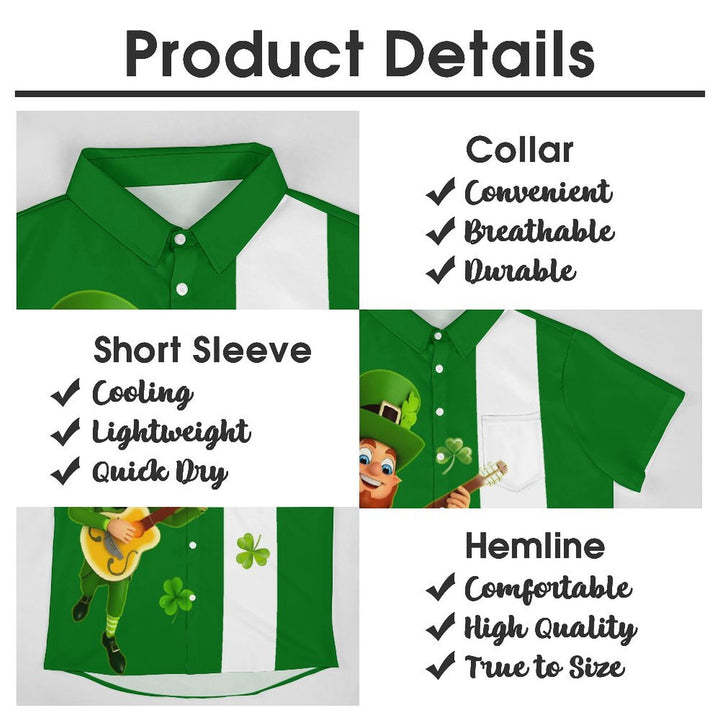 St. Patrick's Day Shamrock Casual Short Sleeve Shirt 2401000407