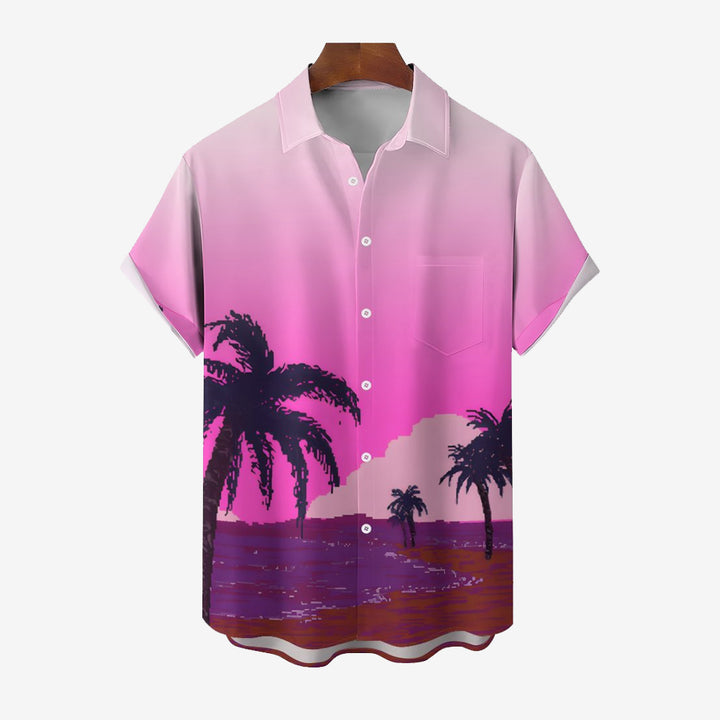 Men's Gradient Hawaiian Casual Short Sleeve Shirt 2401000403