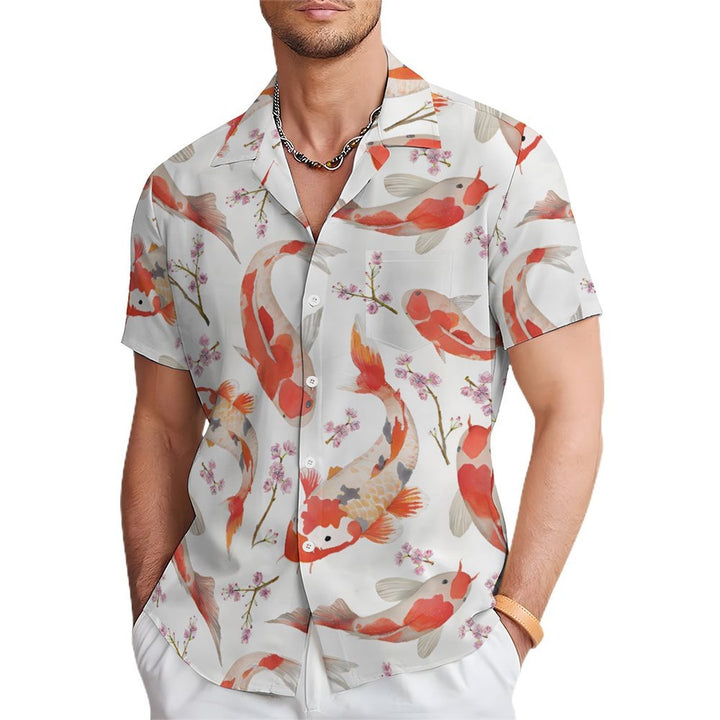 Men's Koi Carp Casual Good Luck Short Sleeve Shirt 2401000138