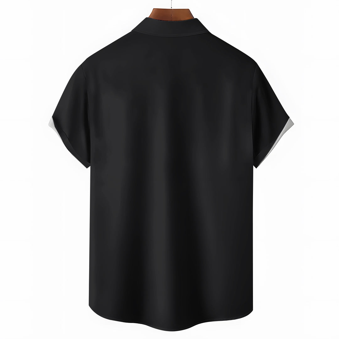 Men's Band Stripes Casual Short Sleeve Shirt 2403000180