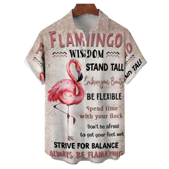 Men's Flamingo Casual Short Sleeve Shirt 2311000280