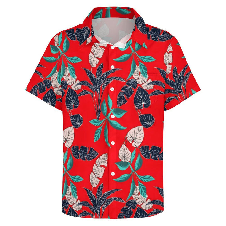 Men's Hawaiian Botanical Art Print Casual Short Sleeve Shirt 2402000178