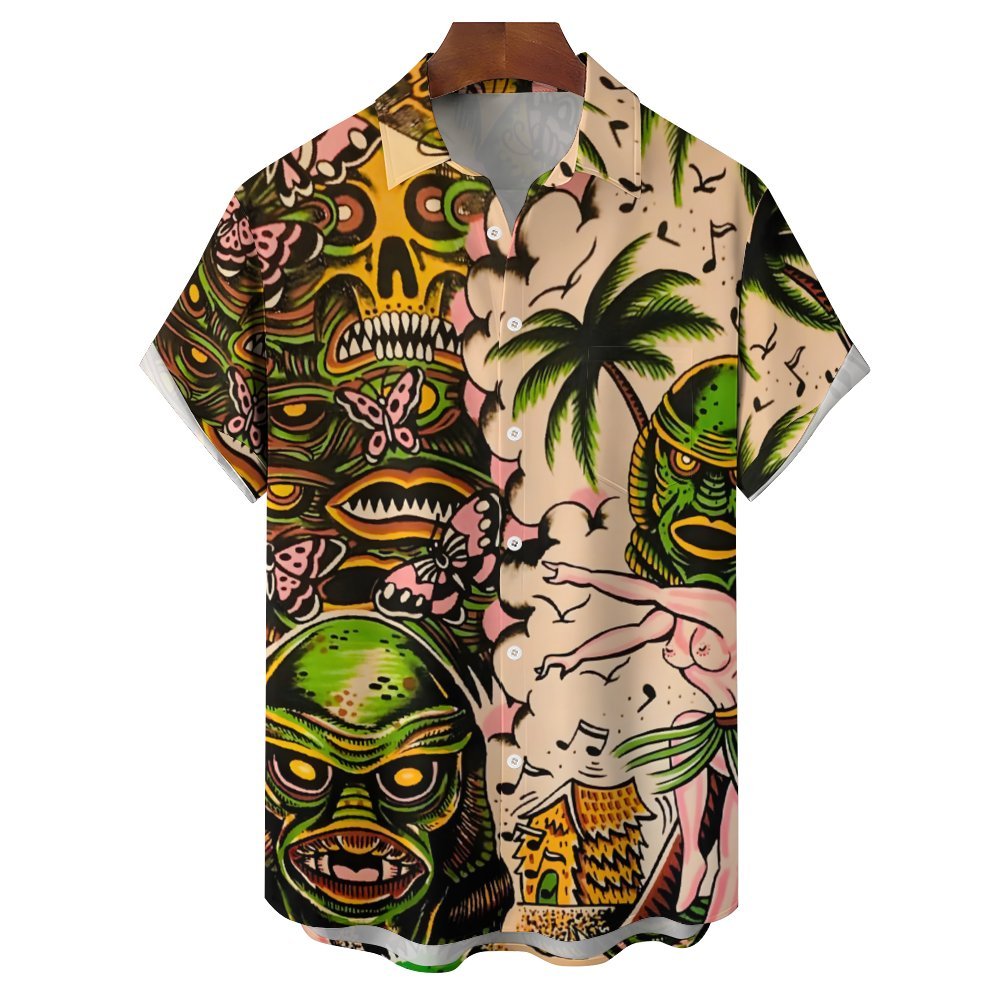 Men's Primitive Tribal Art Casual Short Sleeve Shirt 2402000237