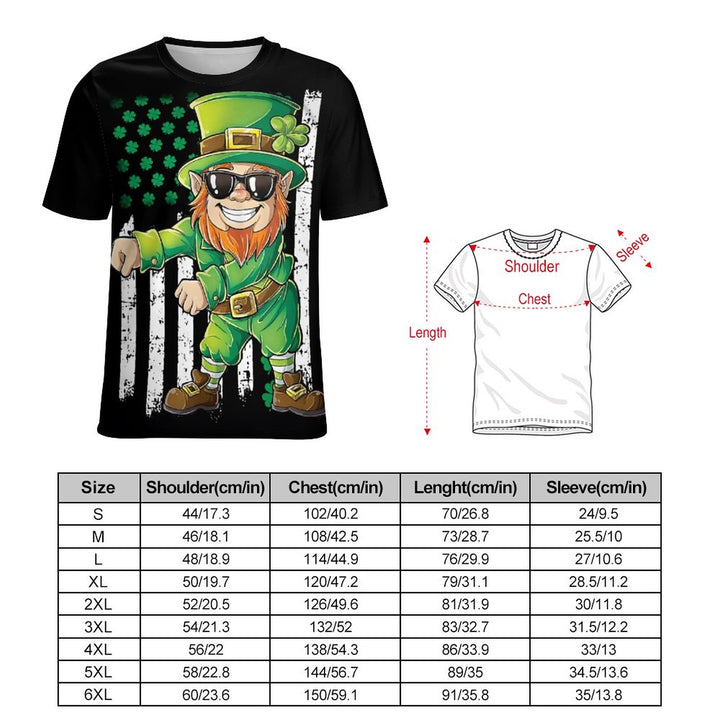 Men'sRound Neck St. Patrick's Day Shamrock Cartoon Casual T-Shirt 2312000406