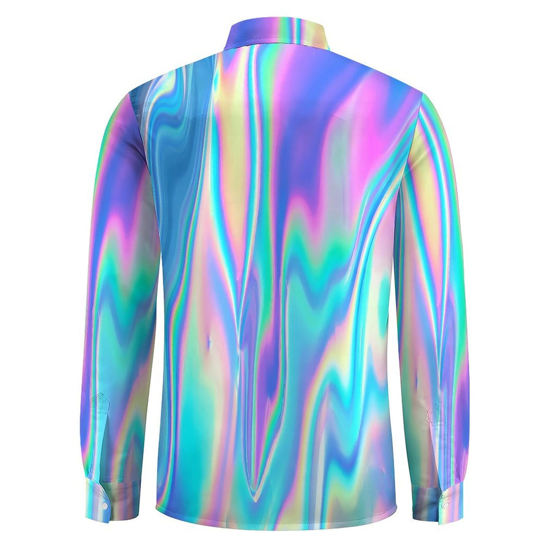 Men's Casual Gradient Color Printed Long Sleeve Shirt 2401000059