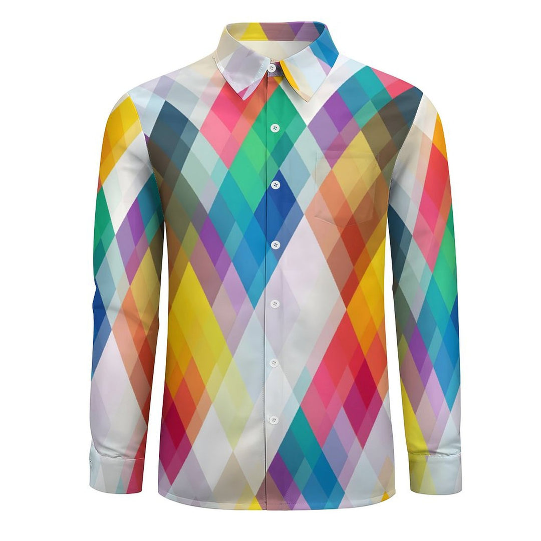 Geometric Rhombus Casual Printed Long Sleeve Shirt 2402000111