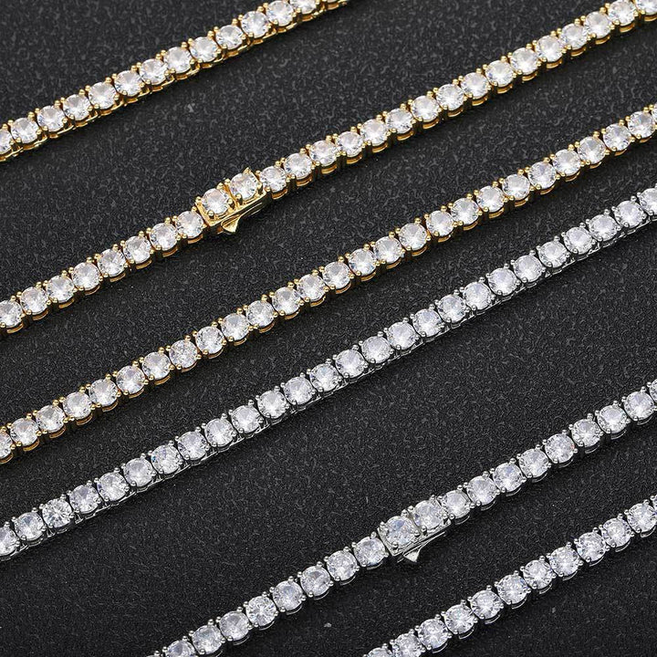 Diamond Spring Buckle Tennis Chain Zircon Trendy Necklace(4mm) 240200809