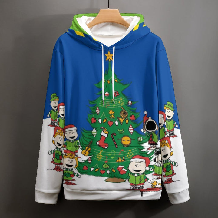 Universal cartoon Christmas tree hooded print sweatshirt for men and women 2311000312