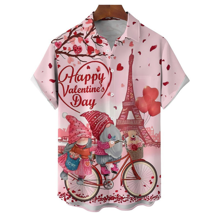 Men's Valentine's Day Casual Short Sleeve Shirt 2312000057