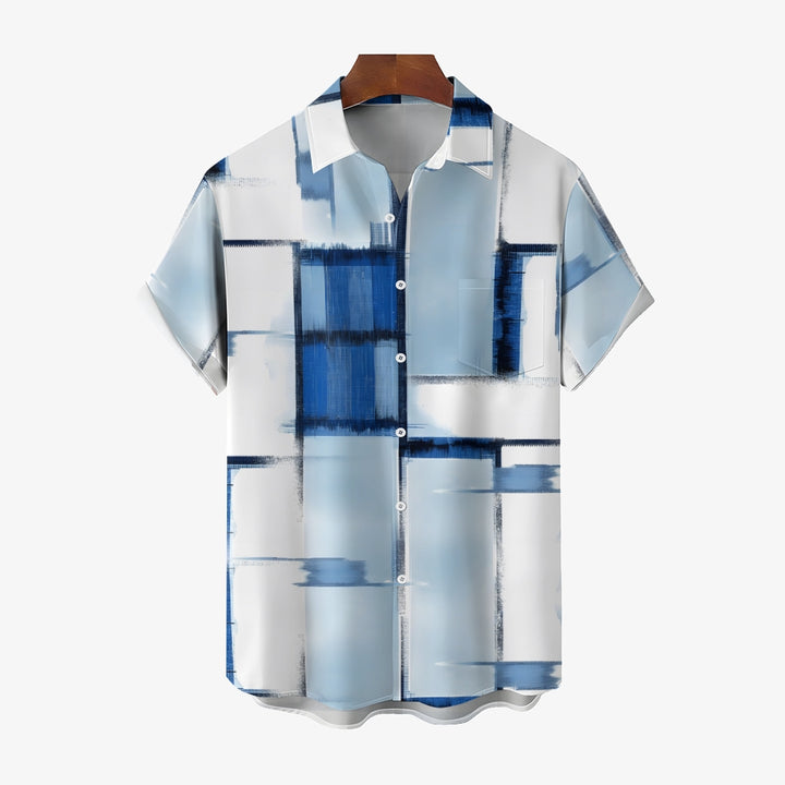 Men's Geometric Texture Casual Short Sleeve Shirt 2403000078