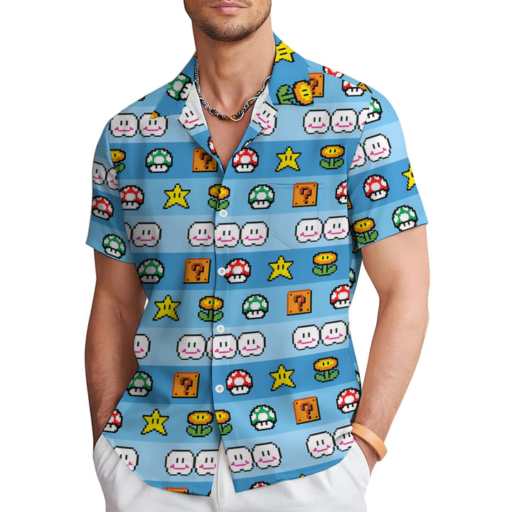 Men's Digital Game Printing Casual Short Sleeve Shirt 2403000226