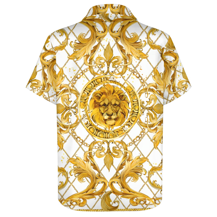 Lion Baroque Art Style Casual Short Sleeve Shirt 2403000257