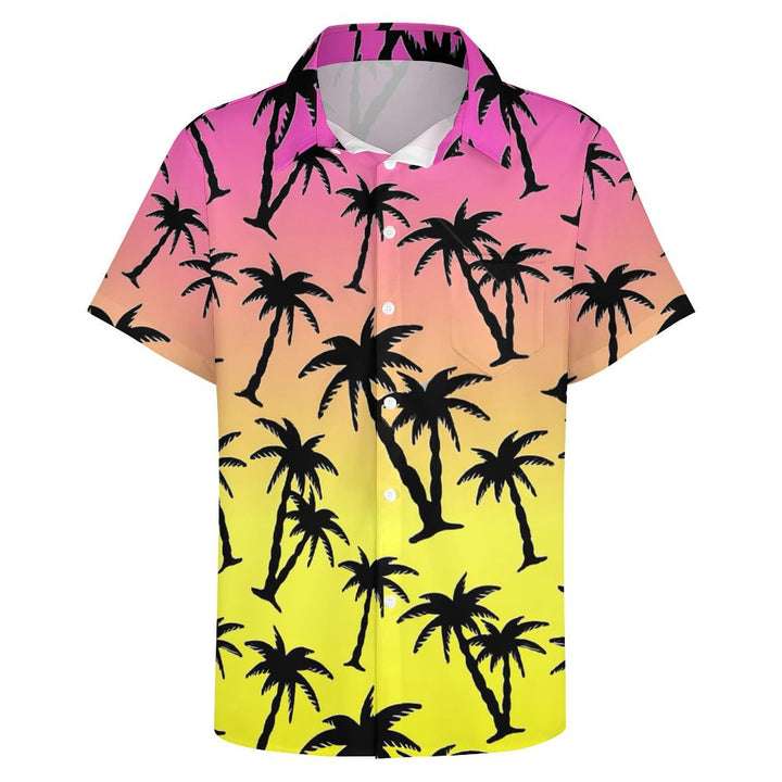 Men's Coconut Tree Shadow Casual Short Sleeve Shirt 2402000331