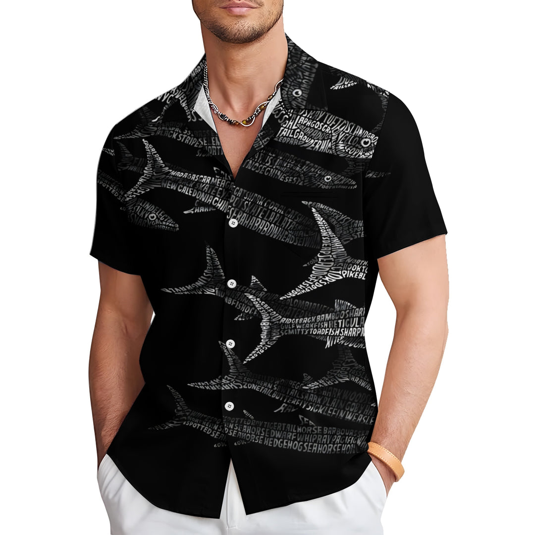 Men's Barracuda Printing Casual Short Sleeve Shirt 2403000098