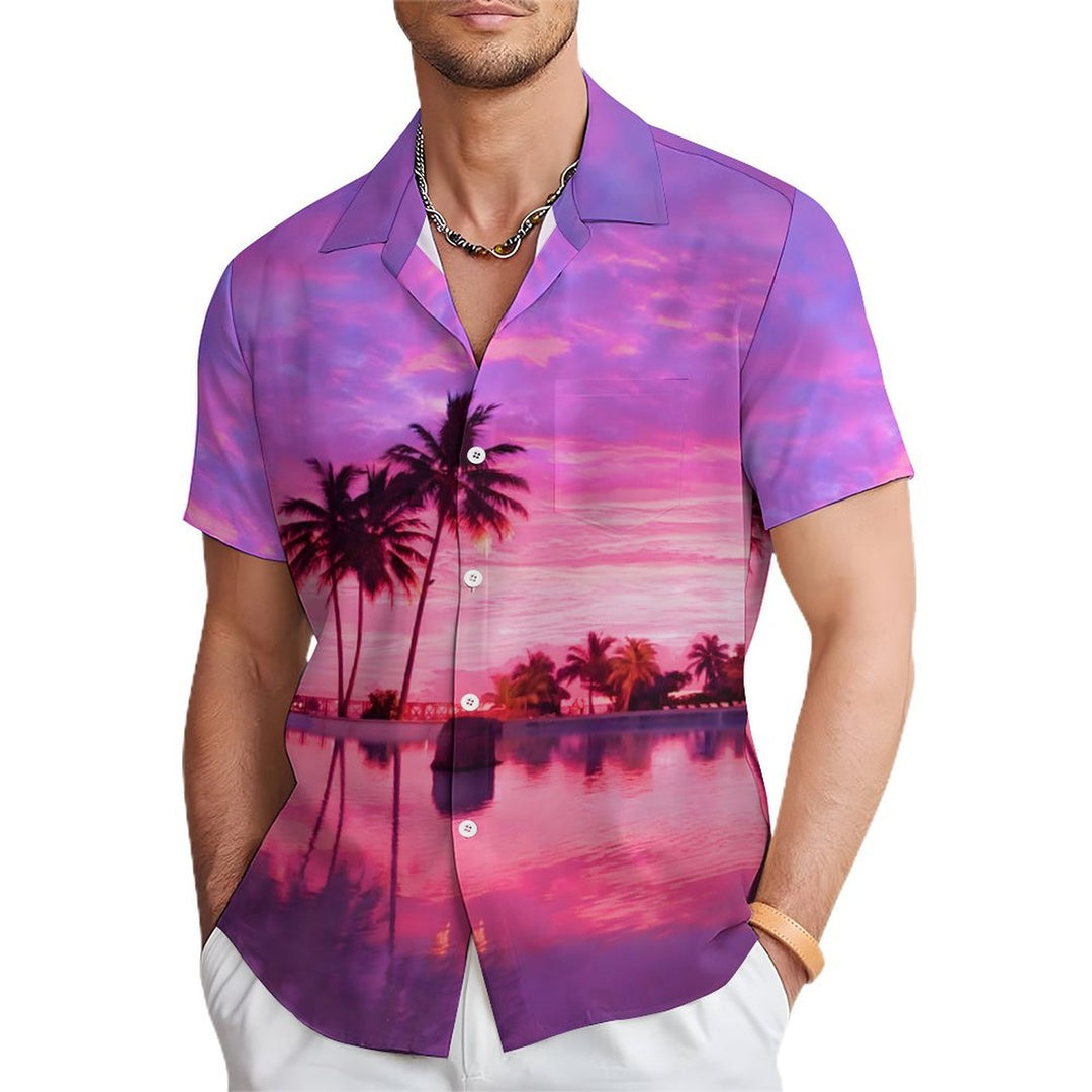 Men's Hawaiian Vacation Coconut TreeCasual Short Sleeve Shirt 2401000067