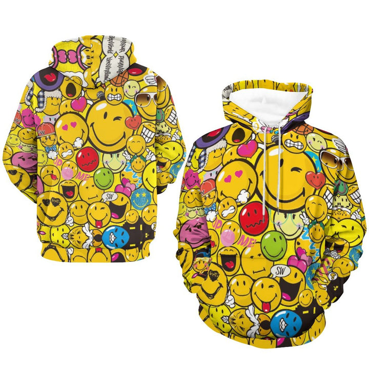 Unisex hooded smiley print sweatshirt 2311000178