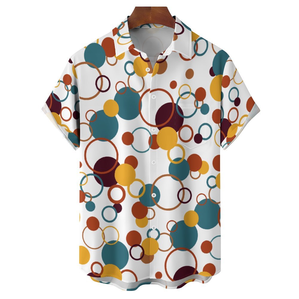 Men's Polka Dot Art Casual Short Sleeve Shirt 2402000135
