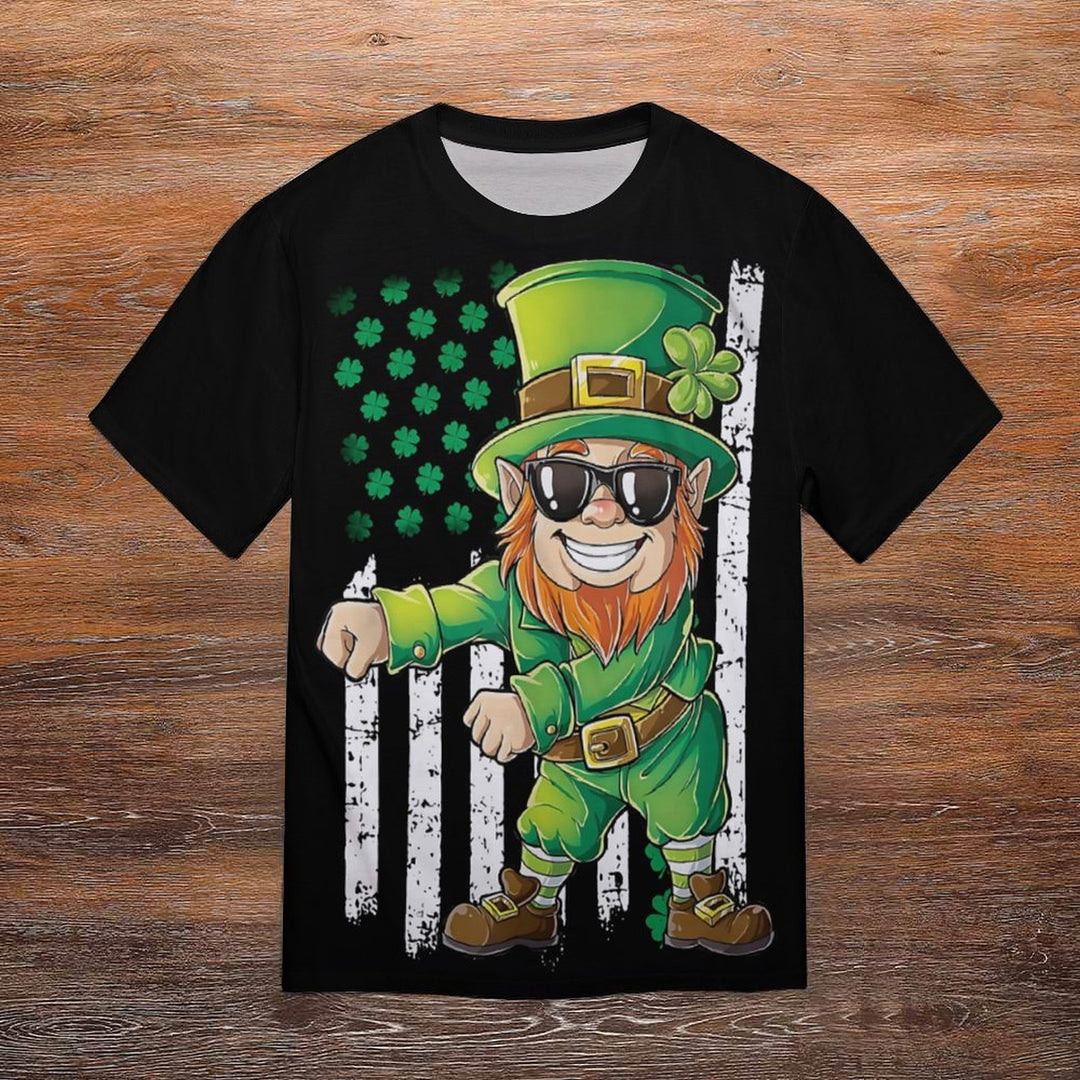 Men'sRound Neck St. Patrick's Day Shamrock Cartoon Casual T-Shirt 2312000406