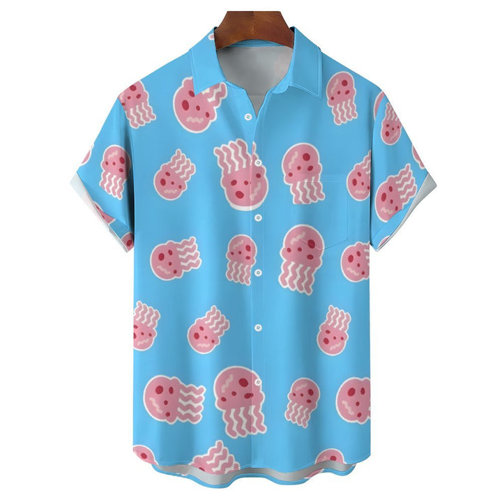 Cartoon Jellyfish Casual Short Sleeve Shirt 2402000078