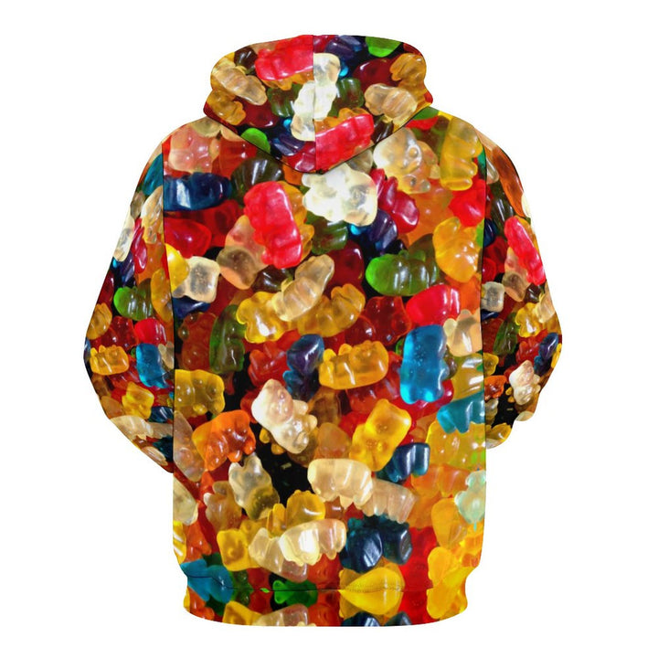 Unisex Casual Gummy Bear Print Pocket Hoodie 2309000117