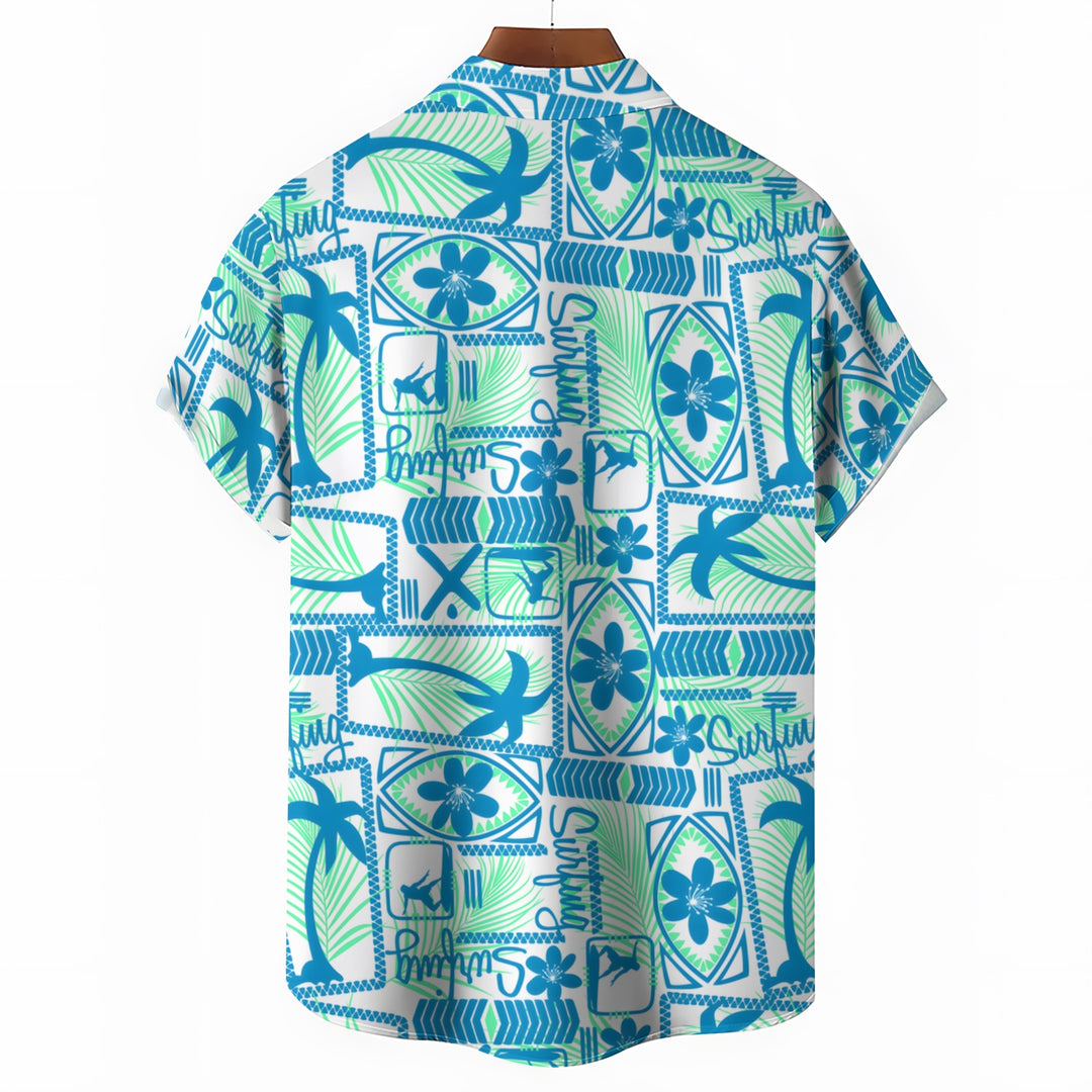 Hawaiian Coconut Palm Surf ThemeCasual Short Sleeve Shirt 2403000045