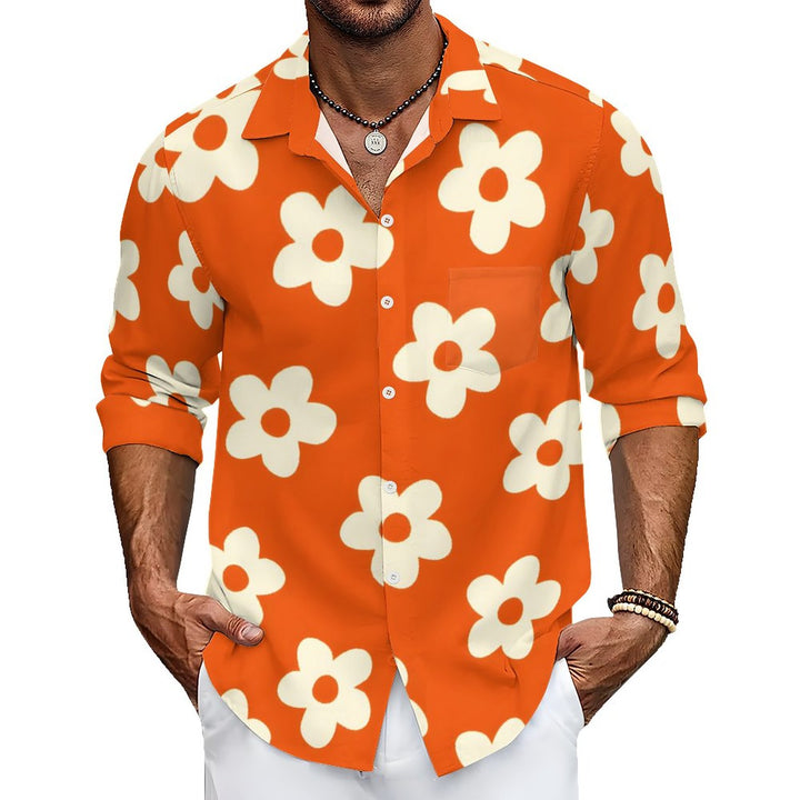 Men's Casual Flowers Printed Long Sleeve Shirt 2312000144