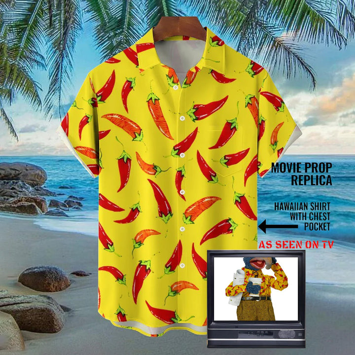 Cartoon Pepper Gonzo The Muppets Inspired Short Sleeve Button-Down Shirt 2401000324