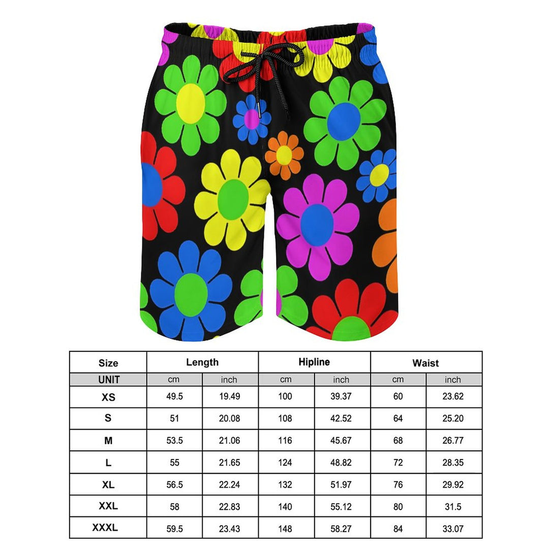 Men's Sports Colorful Flowers Beach Shorts 2312000416