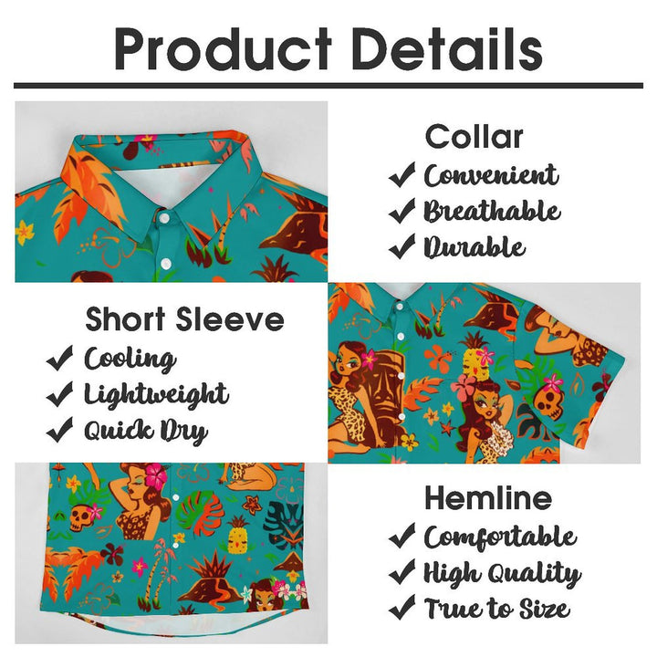 Hawaiian Leopard Print Girl Casual Short Sleeve Shirt 2402000087