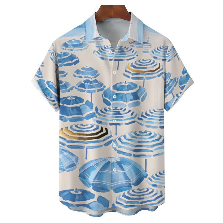 Men's Beach Umbrella Casual Short Sleeve Shirt 2402000254