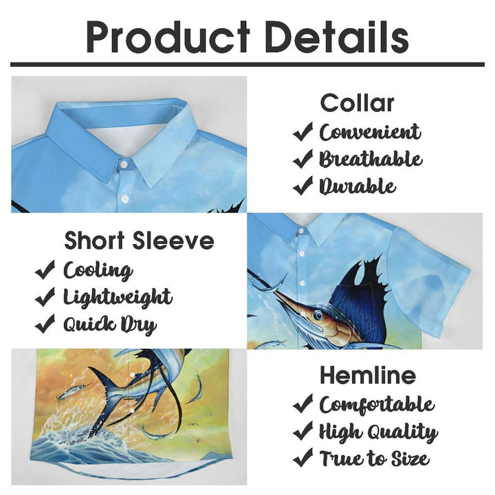Men's Hawaiian Ocean Fish Print Short Sleeve Shirt 2401000137