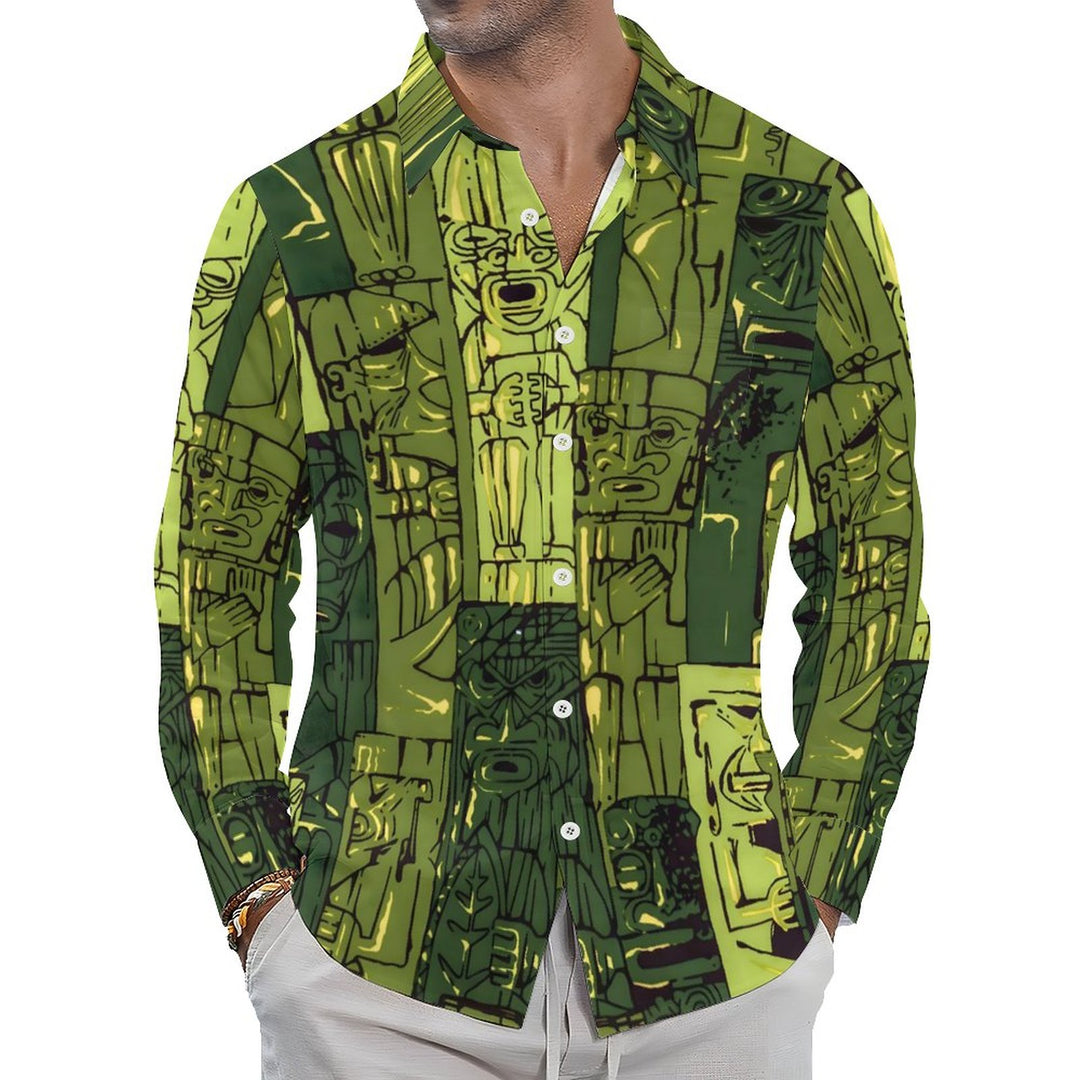 Men's Casual Printed Long Sleeve Shirt 2312000198