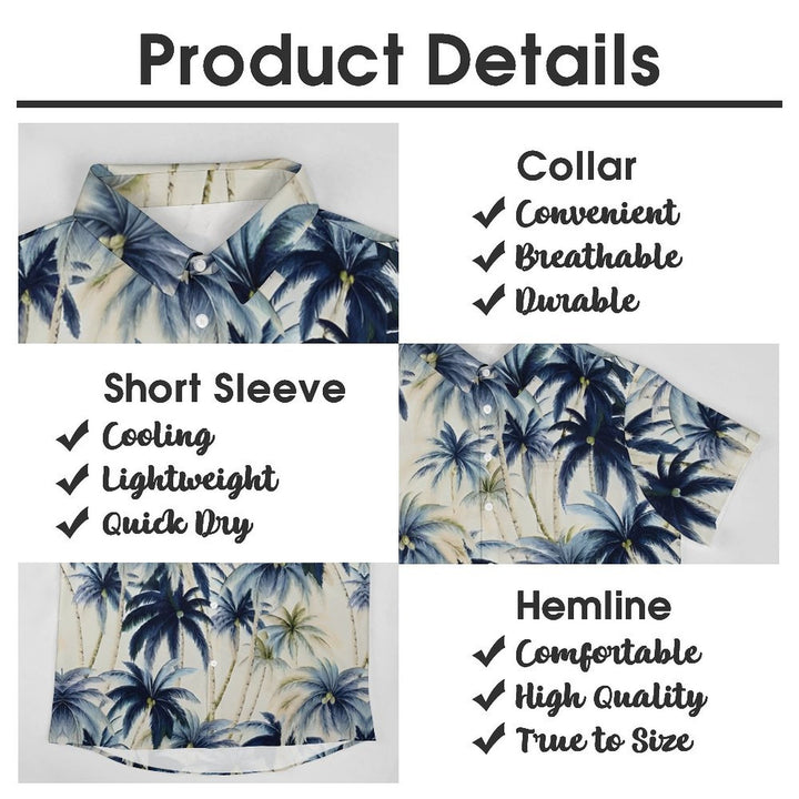 Beach Vacation Khaki Men's Hawaiian Shirt Vintage Coconut Tree Pocket Camping Shirt 2401000088