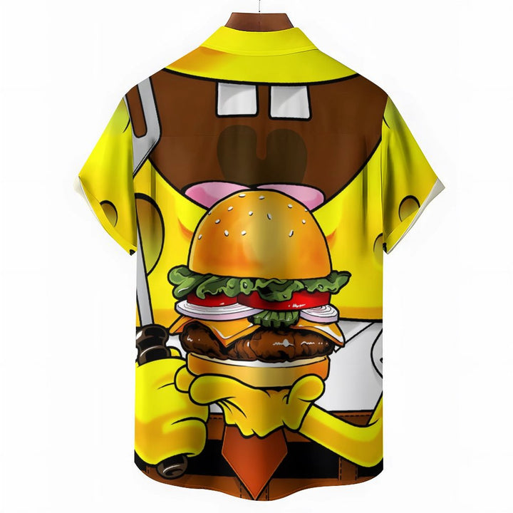 Cartoon Crab Bun Casual Short Sleeve Shirt 2401000347