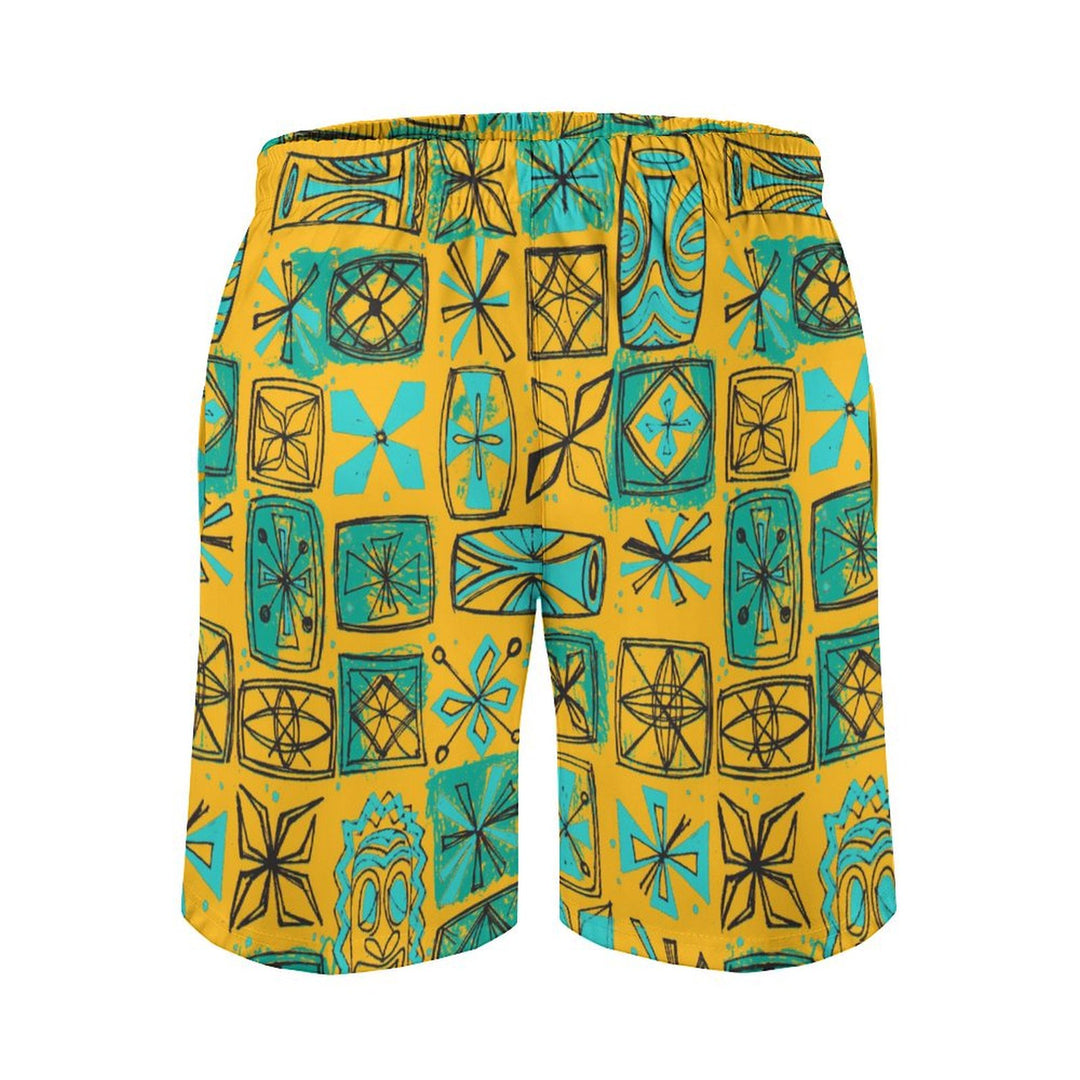 Men's Sports Tiki Art Print Beach Shorts 2402000207