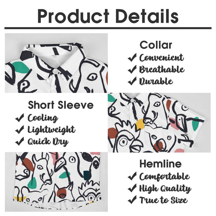 Animal Abstract Print Casual Short Sleeve Shirt 2402000257