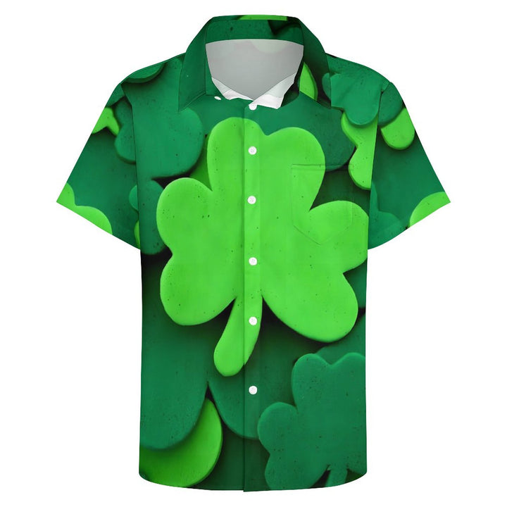 St. Patrick's Day 3D Shamrock Casual Short Sleeve Shirt 2312000483