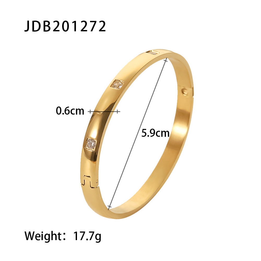 Fashionable And Versatile Zircon Inlay Bracelet Retro Bracelet 240201193